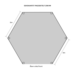 Sekskantet Pagodetelt - 6 m (25 m2)