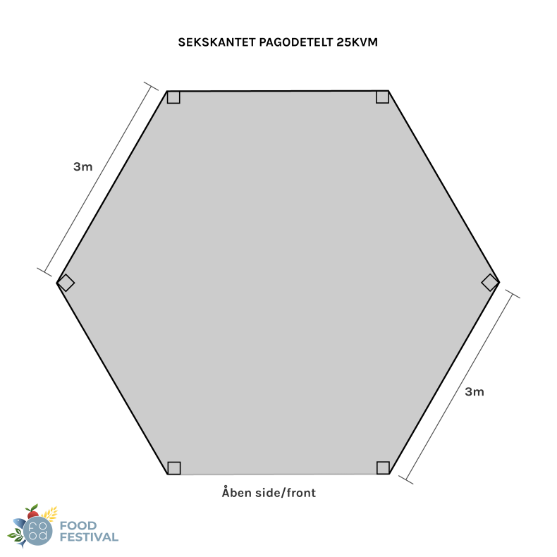 Sekskantet Pagodetelt - 6 m (25 m2)