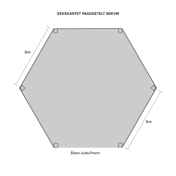 Sekskantet Pagodetelt - 12 m (96 m2)
