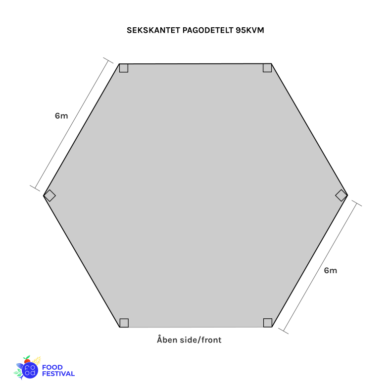 Sekskantet Pagodetelt - �12 m (96 m2)