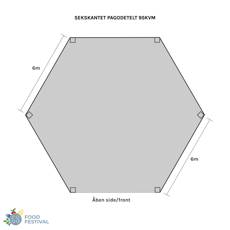 Sekskantet Pagodetelt - 12 m (96 m2)